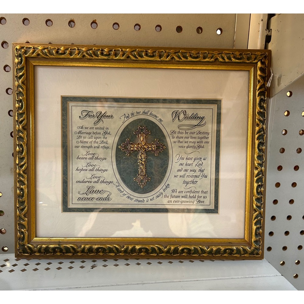 Carpentree For Your Wedding Framed Cross Art Gold Ornate Religious Decor